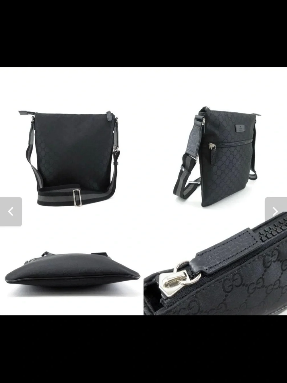 Gucci Black Monogram Messenger Crossbody